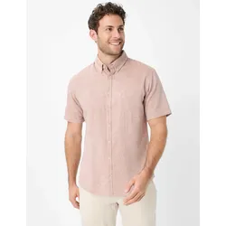 Kurzarmhemd BRAX "Style DAN", Herren, Gr. XL, Normalgrößen, braun, 70% Baumwolle, 30% Leinen, Hemden