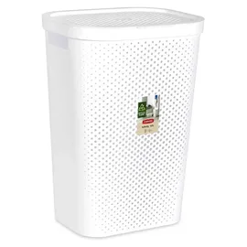 Curver Wäschebox Infinity mit Punktmuster 59l in weiß, Plastik, 35 x 25 x 10 cm