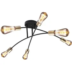 Design Decken Lampe Wohn Ess Zimmer Beleuchtung Messing antik Leuchte schwarz