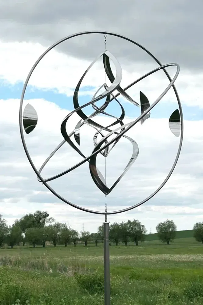 Edelstahl Windspiel Gyroscope 6ST 80 cm für große Gärten, Gartendeko