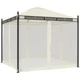 vidaXL Pavillon mit Netzwänden Creme 2,93x2,93 m Stahl