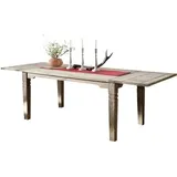 Massivmoebel24 Esstisch mit Ansteckplatten Sheesham 160-200/240x90x76 grau geölt LEEDS #53 - Grau