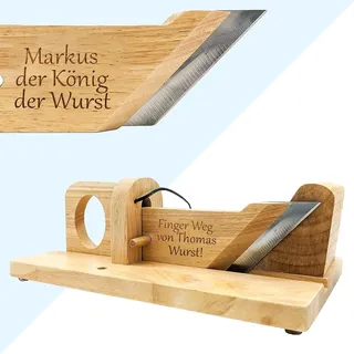 KDO MAGIC - Personalisiertes Wurstschneidebrett - mit Text graviert - Holz - Wurst Guillotine - Schneidemaschine - Aperitif-Modell - Geschenk für Vatertag, Papa, Männer, Weihnachten, Geburtstag