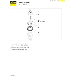 Viega Ablaufventil 7622.31 in G1 1/2 x 70mm Kunststoff weiß, mit Stopfen/Schlüsselring