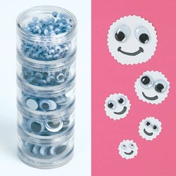 S/W Selbstklebende Wackelaugen in stapelbaren Dosen (pro Set) Bastelmaterial