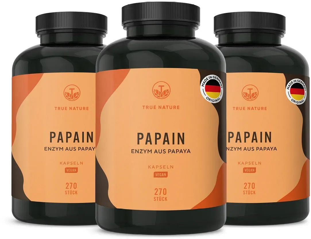 True Nature® Papain Kapseln - Enzym aus Papaya Vegan & Made in Germany 3x270 St