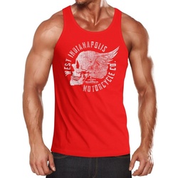 Neverless Tanktop Herren Tank Top Motorrad Biker Totenkopf Skull Wings Vintage Neverless® mit Print rot XXL