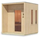 Karibu Design Saunahaus Arcadia Blackline - 73 mm naturbelassen Inkl. Terrasse Ohne Ofen