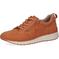 CAPRICE Damen Sneaker flach aus Leder mit Reißverschluss, Orange 42