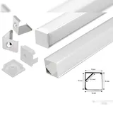 Energmix 2 Meter Alu Profile Alu Schiene Profil mit Milchglas Abdeckung Kanal System für LED-Streifen Profil I