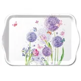 Ambiente Home Ambiente Tablett Melamin 21x13cm mit Pusteblumen Motiv - kleines Serviertablett Frühstückstablett Tischdeko Frühling Muttertag Dekotablett 13 x 21 cm Blumen Gräser Pastell Serie Flower Beauty