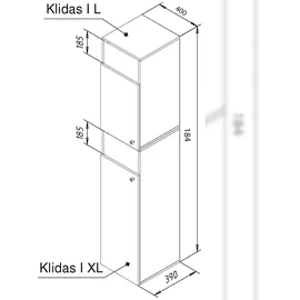 VCM Badmöbel Hochschrank Dreso Weiß H. 184 x B. 35x T. 39 cm