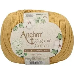MEZ Anchor Organic Cotton 4-fädig ca. 125 m 50 g, Garn + Wolle, Gelb