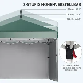 Outsunny Faltpavillon 3 x 3 m inkl. 2 Seitenteile Grün