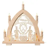 Saico Original LED Schwibbogen Lichterspitze, Bergleute, Premium LED-Beleuchtung, warmweiß, BxHxT: 41x43x6 cm beige