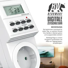 Bearware 2x Zeitschaltuhr mit 1,5 LCD-Display 8 konfigurierbare Schaltprogramme