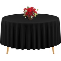 1 Packung Schwarze runde Polyester-Tischdecken, 305 cm, runde Tischdecke, Flecken- und knitterfrei, waschbare Tischdecke für Hochzeiten, Partys, Bankette, Feiertage, Esstische dekorieren