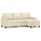 vidaXL 3-Sitzer-Sofa mit Hocker Creme 180 cm Kunstleder