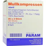 PARAM Mullkompressen 7,5 x 7,5 cm 8-fach steril