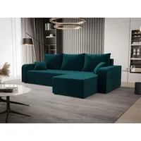 BEDANTE ECKSOFA HEWLET L BIS Itaka 39 Rechts Türkis mit Schlaffunktion L-Form Sofa mit Stauraum Bettkasten Wohnzimmersofa Couch Sofa Bettsofa Bett... - Türkis