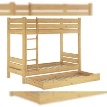 Erst-Holz Etagenbett Kiefer massiv 90x200 Stockbett teilbar Rollrost Gästebettkasten 60.16-09T80S7