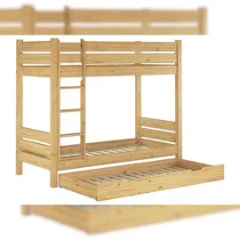 Erst-Holz Etagenbett Kiefer massiv 90x200 Stockbett teilbar Rollrost Gästebettkasten 60.16-09T80S7