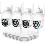 WiFi-Kamerasystem, PTZ 8-facher Zoom, intelligente KI-Menscherkennung, Keine, 8CH NVR und 4 Kameras