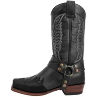 Generisch Cowboystiefel Herren Leder, Cowboyboots Westernstiefel Cowboy Stiefel Klassisch Mittelalter Schuhe Winter Reitstiefel Cow Boy Western Stiefeletten Hoch Lederstiefel Festival - 44 EU