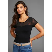 MELROSE MELROSE, Rundhalsshirt Kurzarm, hüftlange Passform, feminin, geschnitten