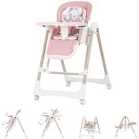 Chipolino Kinderhochstuhl 2 in 1 Milk Shake, verstellbar, Babyschaukel, Räder rosa