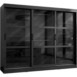 Mirjan24 Schwebetürenschrank Norlio 250 x 203 x 65 cm Schwarz