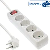 InLine InLine® Steckdosenleiste, 4-fach Schutzkontakt, mit Schalter, weiß 3m