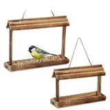 Relaxdays Vogelfutterspender braun, 2 St.