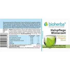 Bioherba Halspflege Winterzeit Halsspray mit Propolis Tropfen 50 ml
