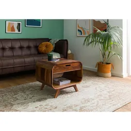MASSIVMOEBEL24.DE Couchtisch Mailand Dunkelbraun Sheesham 60 x 50 x 50 cm