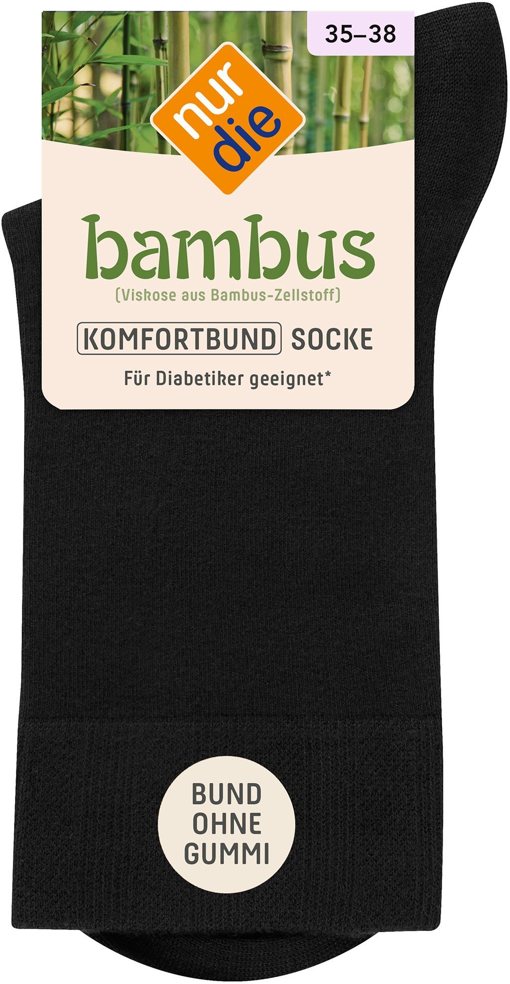 NUR DIE Socke Komfort Bund Bambus* - schwarz 35-38 Strümpfe 1 St