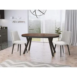 WFL GROUP Designer Runder Ausziehbarer Esstisch 100 x 76 x 100 cm braun