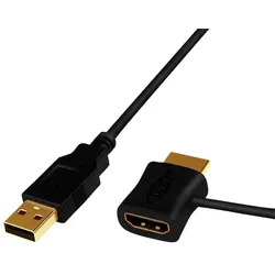 LogiLink HDMI USB Strom Einspeiseadapter Kabel 0,5m schwarz