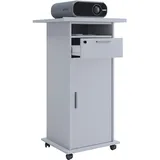 VCM Holz Standschreibtisch ideal für Beamer oder Projektor mit Rollen und Tür Maße: H. 108 x B. 60 x T. 50 cm Pultfläche neigbar Schublade abschließbar - Neta