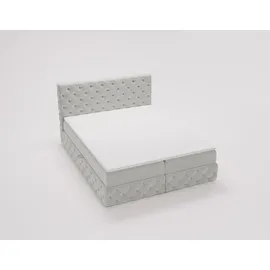 kaiser möbel Chesterfield-Kontinentalbett Luxury Stoff Royal Velvet Silber 120x200 cm - Silber