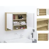 vidaXL Spiegelschrank fürs Bad 80x15x60 cm MDF Weiß und Eiche-Optik