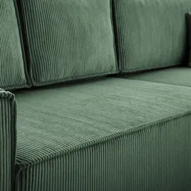beautysofa | Ecksofa PARYS U - 390 cm, Ecksofas mit Schlaffunktion und Bettkasten, Modernes Schlafsofa in Grün - Grün