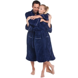 CelinaTex Bademantel Saunamantel Kimono für Sie&Ihn flauschig Wellsoft blau XL, Polyester blau