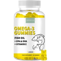Omega 3 Gummibärchen mit Vitamin E aus Fischöl mit Zitronengeschmack – Hochdosiert Omega 3 Fettsäuren EPA und DHA – 400 mg EPA + 200 mg DHA – Omega 3 Gummies – 60 Einheiten