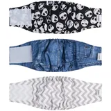 CuteBone Männlich Waschbare Hundewindeln Bauchbänder,3 Stück Wiederverwendbare hund bauchband für Rüden Hochsaugfähige Hundewickel mit Flexiblem Klettverschluss DM06XS-DE