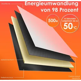 Kesser KESSER® Infrarotheizung Spiegelheizung Energiesparend 2in1 Standgerät & Wandmontage Elektroheizung mit Erkennung Offener Fenster + Fernbedienung & App-Steuerung Thermostat Infrarot Heizpaneel