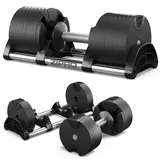Zipro verstellbare Hanteln Round, 1 Stück, rutschfestes Kurzhantel 36 kg, einstellbare Gewichte, 16 Einstellungen, von 2 bis 36 kg Gewicht System, Krafttraining für Hause, runde Form, Home Gym