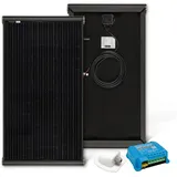 MOSCATELLI Camping Solaranlage Komplettset 120W Black Boost Solarpanel für Wohnmobil – PV Modul mit Victron MPPT 75/10 Bluetooth Laderegler – Solar Ladegerät 12V – Monokristallin Dachmontage