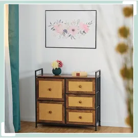 Relaxdays Highboard 77 x 85 x 31,5 cm Braun/Schwarz