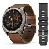 fēnix® 8 - 51 mm AMOLED Sapphire Graphit/Carbongrau Titan Lederarmband